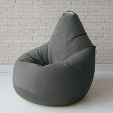 Безкаркасне крісло мішок груша з внутрішнім чохлом Coolki Велюр Сірий XL105x85