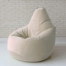Безкаркасне крісло мішок груша з внутрішнім чохлом Coolki Велюр Бежевий XL105x85