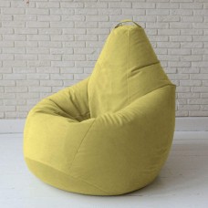 Безкаркасне крісло мішок груша з внутрішнім чохлом Coolki Велюр Жовтий XL105x85