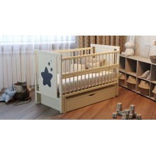 Ліжко дитяче Дубик-М Зірочка на шарнірах з підшипником + відкидна боковина слонова кістка з ящиком