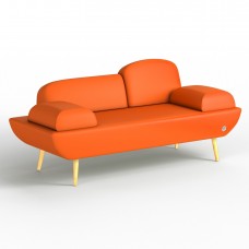 Двухместный диван KULIK SYSTEM LOFT Экокожа Целый Оранжевый (hub_yReO71069)