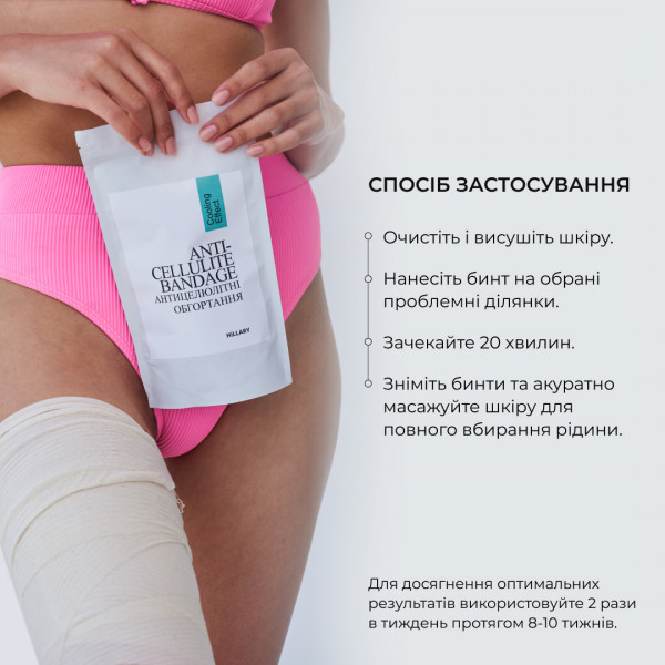 Антицеллюлитное обертывание + жидкость с охлаждающим эффектом Hillary Anti-cellulite Cooling Effect (12 процедур)