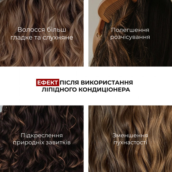 Ліпідний кондиціонер для кучерявого, пористого та хвилястого волосся ТМ HiLLARY, 400 мл