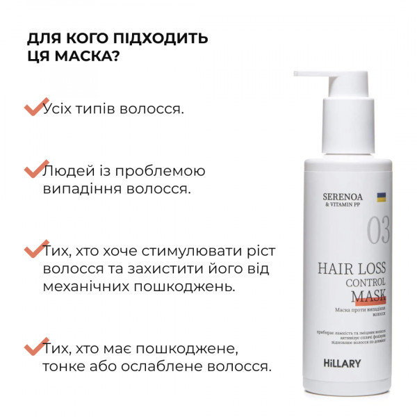 Маска против выпадения волос Hillary Serenoa РР Hair Loss Control Mask, 200 мл