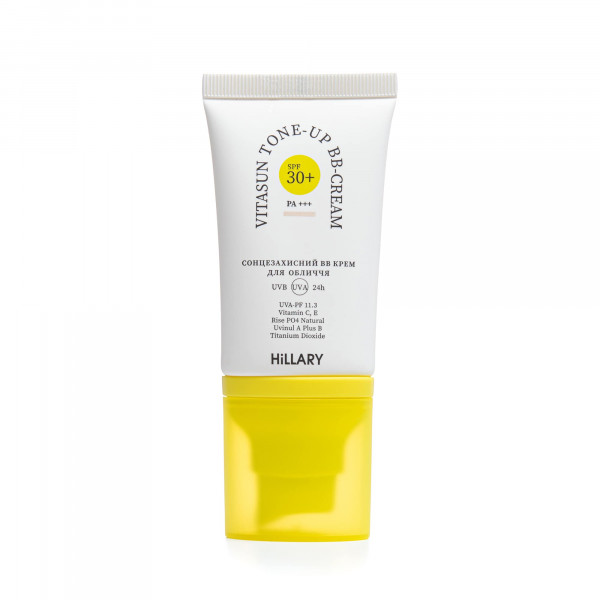 ПРОБНИК Солнцезащитный BB-крем для лица SPF30+ Ivory HiLLARY VitaSun Tone-Up BB-Cream All Day Protect SPF30+, 2 г