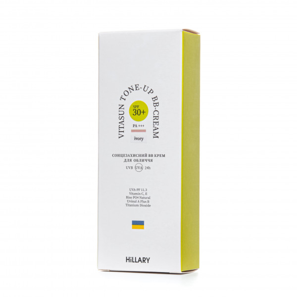 ПРОБНИК Солнцезащитный BB-крем для лица SPF30+ Ivory HiLLARY VitaSun Tone-Up BB-Cream All Day Protect SPF30+, 2 г