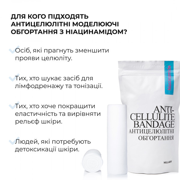 Комплекс антицеллюлитных моделирующих обертываний с ниацинамидом Hillary Niacinamide Cold Slim (10 уп.)