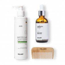 Сыворотка для волос Multi-Active Hop Cones + Шампунь для сухого типа волос Aloe Deep Moisturizing и гребень