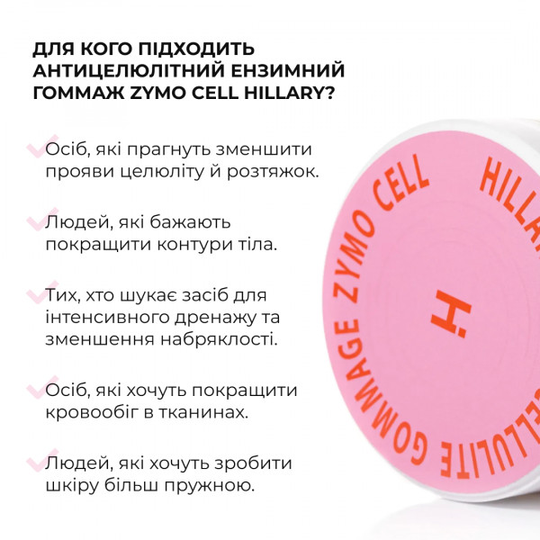 Антицеллюлитный энзимный гоммаж Hillary Anti-cellulite Gommage Zymo Cell, 200 мл