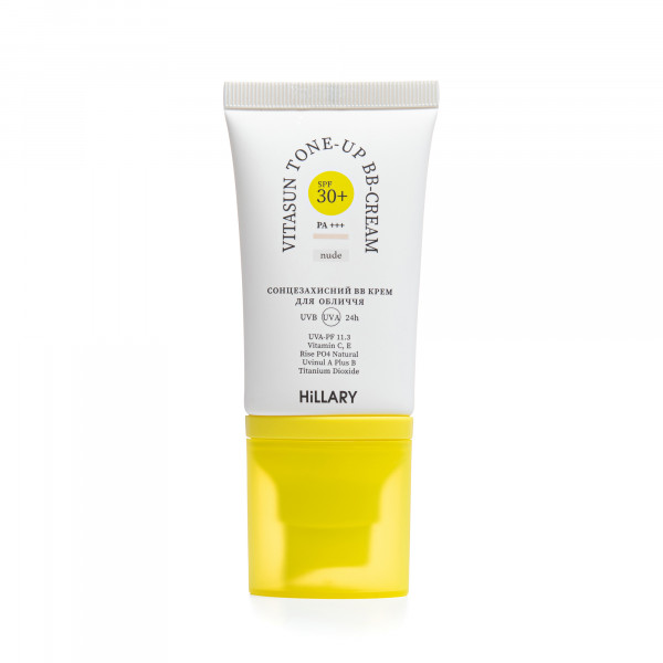 Сонцезахисний BB-крем для обличчя SPF30+ Nude HiLLARY VitaSun Tone-Up BB-Cream All Day Protect SPF30+, 40 мл