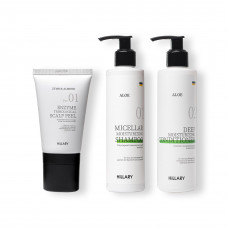 Энзимный пилинг для кожи головы + Набор для сухого типа волос Hillary Aloe Deep Moisturizing