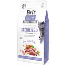 Сухой корм для стерилизованных котов и котов с избыточным весом Brit Care Cat GF Sterilized Weight Control с уткой и индейкой 7 кг (8595602540785)