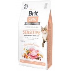 Сухой корм для привередливых кошек Brit Care Cat GF Sensitive Digestion & Delicate Taste с индейкой и лососем 7 кг (8595602540693)