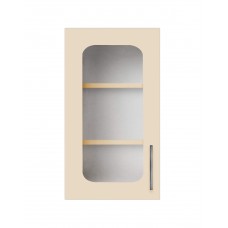 Навесной шкаф-витрина (однодверный) (стекло 4 мм) ширина 300 МАКСИ МЕБЕЛЬ Серый/Ваниль (80037)