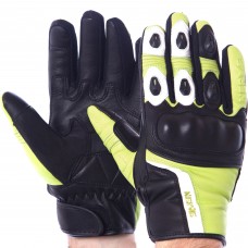 Мотоперчатки кожаные с закрытыми пальцами и протектором NERVE KQ0011 XL Черный-лимонный