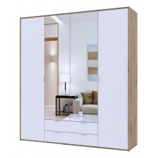 Распашной шкаф для одежды Hugo Doros Тахо / Белый 2 двери ДСП / 2 двери Зеркала 200х52х219 (44900099)