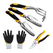 Набор садовый с перчатками Lesko CG-0125 5 предметов Черный/желтый (4468-13770)