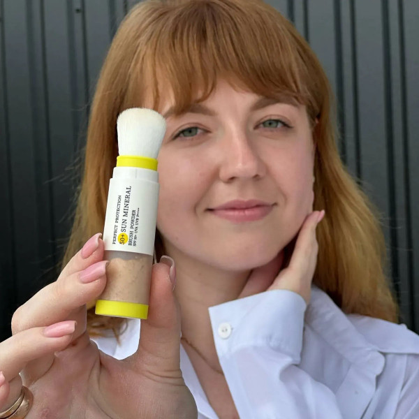 Солнцезащитная минеральная бежевая пудра с SPF 50 + Солнцезащитный крем для лица SPF 50+